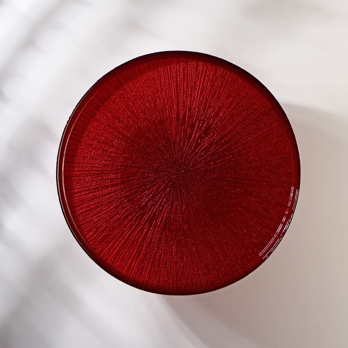 Блюдо сервировочное для торта &laquo;Кувшинка&raquo;, d=28 см, на ножке, цвет красный