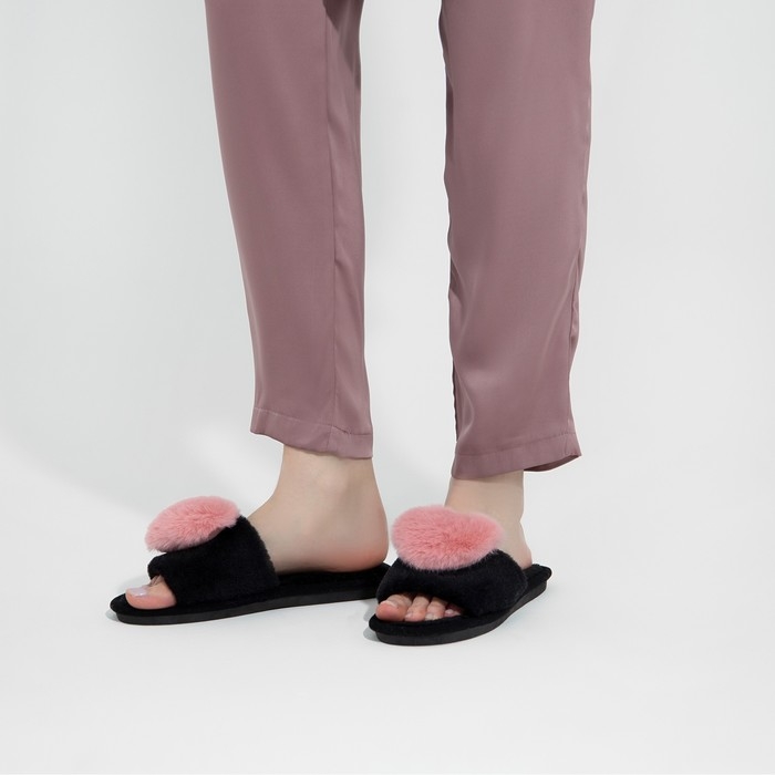 Тапочки женские с открытым носом размер 38-39, цвет розовый Тапочки женские с открытым носом размер 38-39, цвет розовый