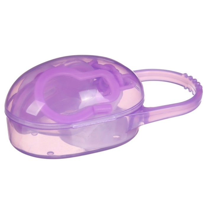 Соска - пустышка силиконовая ортодонтическая, от 0 мес., с колпачком, в контейнере + держатель, цвет МИКС