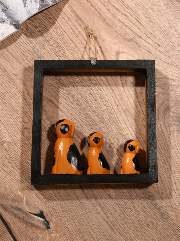 Сувенир интерьерный "Собаки в рамке" дерево 19х19 см