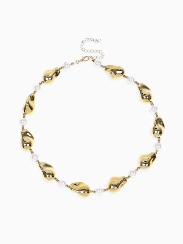 Бусы "Жемчуг Борокко", цвет белый в золоте 40+удл