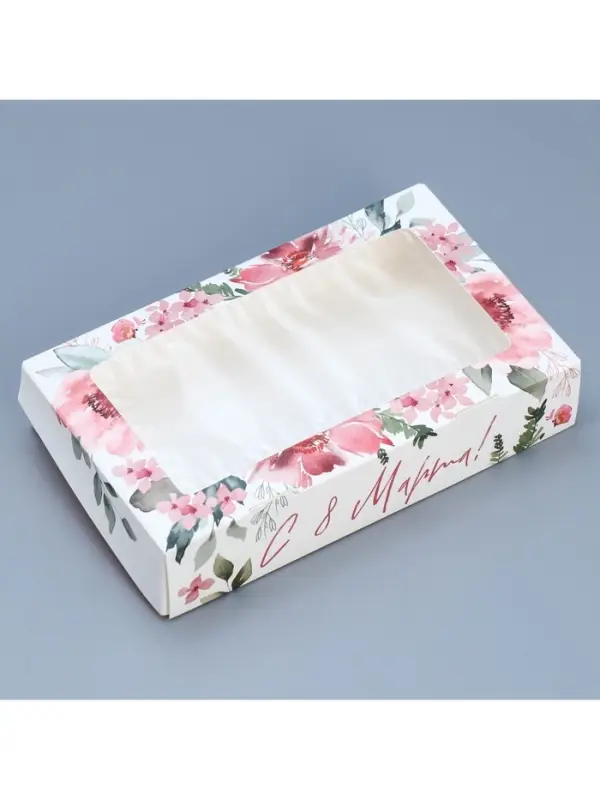 Кондитерская упаковка, коробка с ламинацией &laquo;С 8 марта&raquo;, 20 х 12 х 4 см