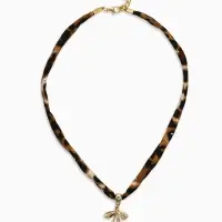 Колье "Новый стиль" бантик, леопард, в золоте 40+удл