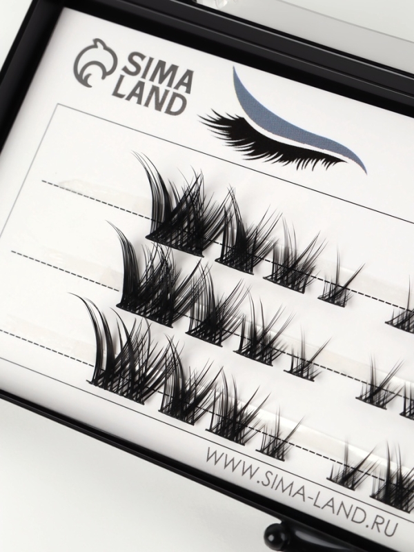 Ресницы накладные пучки СТРЕЛКА 12/14/16мм нейлон черный п/короб QF