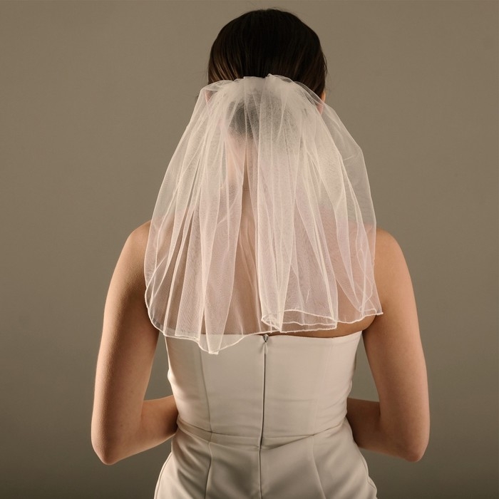 Вуаль ( фата ) "Цветочная", молочно-белая, 40 см, полиэстер