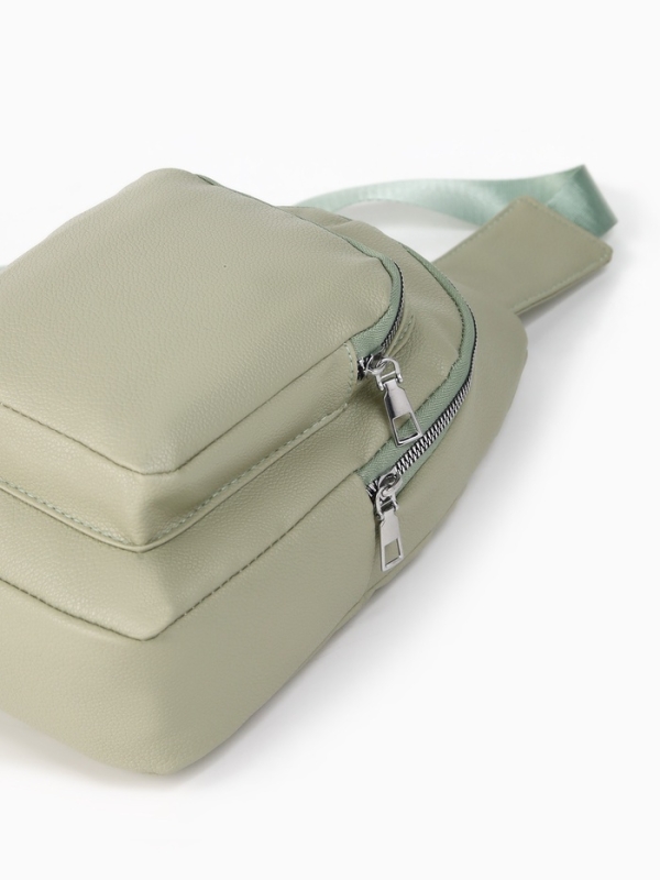 Рюкзак-слинг, 18*5,5*29 см, отд на молнии, 1 н/карман, зеленый