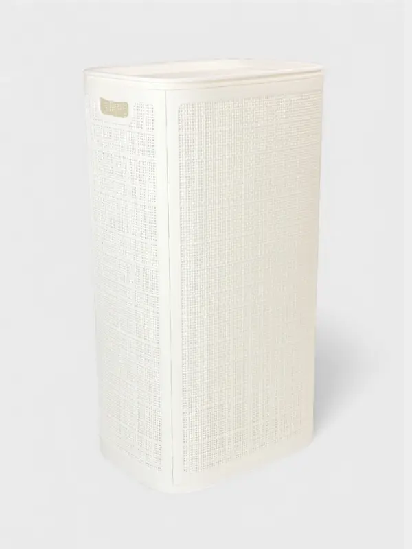 Плетёная корзина для белья с крышкой "Лён" 100л 43&times;32&times;80см, цвет белый