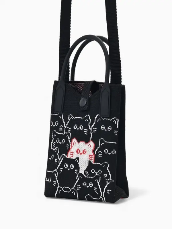 Сумка подр Коты, 12*4*17, отд на кнопке, дл ремень, черный