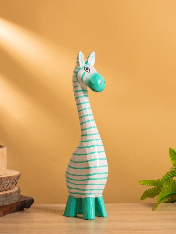 Сувенир &laquo;Зебра&raquo;, 9&times;6&times;33 см, дерево, бело-бирюзовый