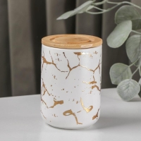 Банка для хранения сыпучих продуктов Gold, 350 мл, 8&times;12 см, керамическая, цвет белый