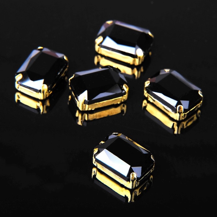 Стразы в цапах (набор 5 шт), 10×14мм, цвет чёрный в золоте Стразы в цапах (набор 5 шт), 10×14мм, цвет чёрный в золоте
