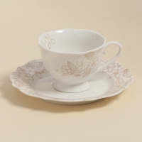 Чайная пара SL Home &laquo;Аманде&raquo;, чашка 220 мл, блюдце 17&times;17&times;2 см, фарфор, белая