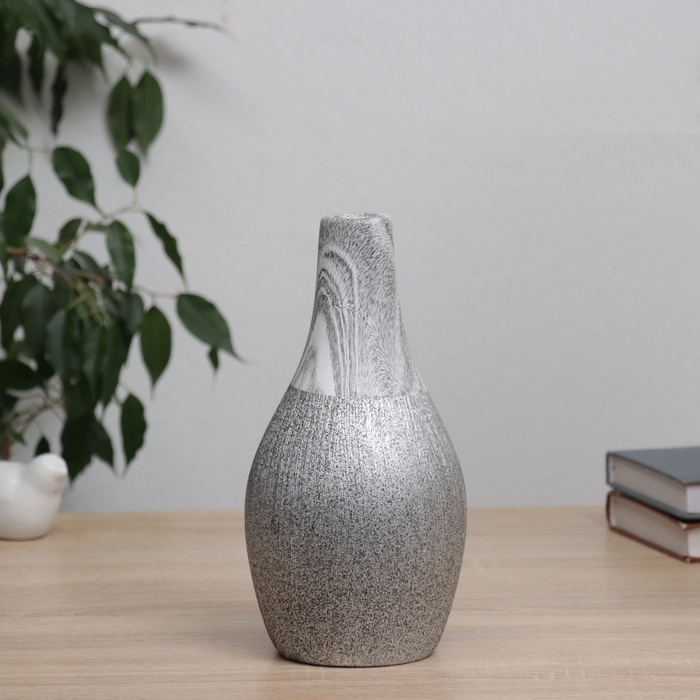 Ваза керамика настольная "Бригэм" классик, d-3см, h-23х11 см, бело-серый