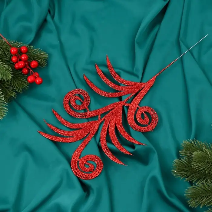 Декор блеск &laquo;Листы с завитками&raquo;, h=28 см, МИКС