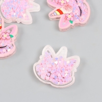 Шейкер для творчества акрил "Спящий единорожек с цветами" с глиттером набор 5 шт 0,5х3,7х3,6 см   10