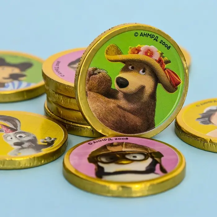 Шоколадные медали &laquo;Золотая авоська: Маша и Медведь&raquo;, 6 г