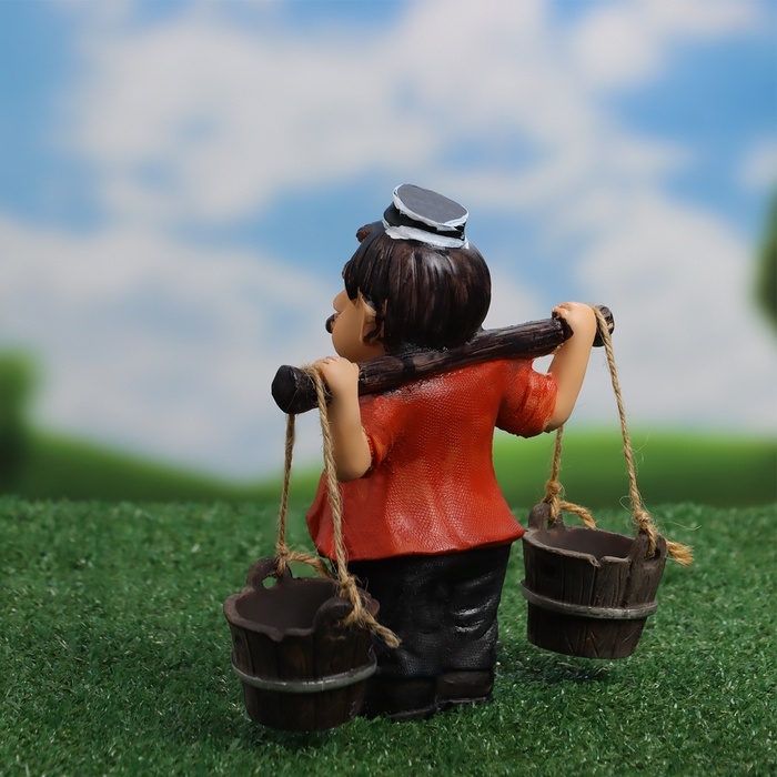 Садовая фигура "Дедушка с ведрами" 20х7х19см