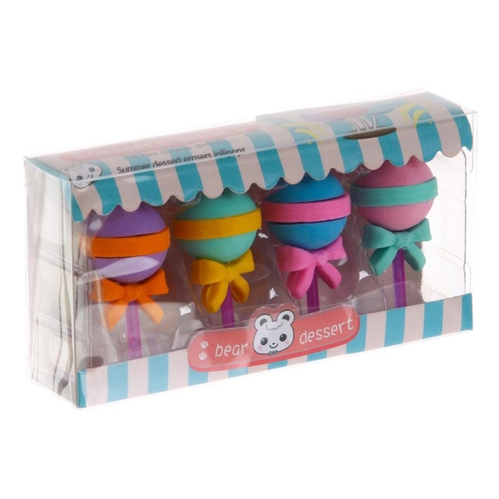 Набор фигурных ластиков «Вкусняшки», 4 штуки, МИКС Набор фигурных ластиков «Вкусняшки», 4 штуки, МИКС