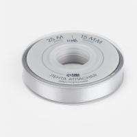 Лента атласная двухсторонняя №837 15мм*25&plusmn;1м серебряный TR