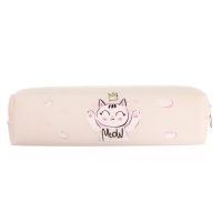 Пенал школьный на молнии Кошечка Бежевый Пенал школьный на молнии Кошечка Бежевый