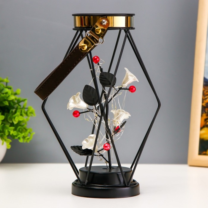 Ночник "Цветы" LED от батареек ААА чёрный 16х16х25 см RISALUX