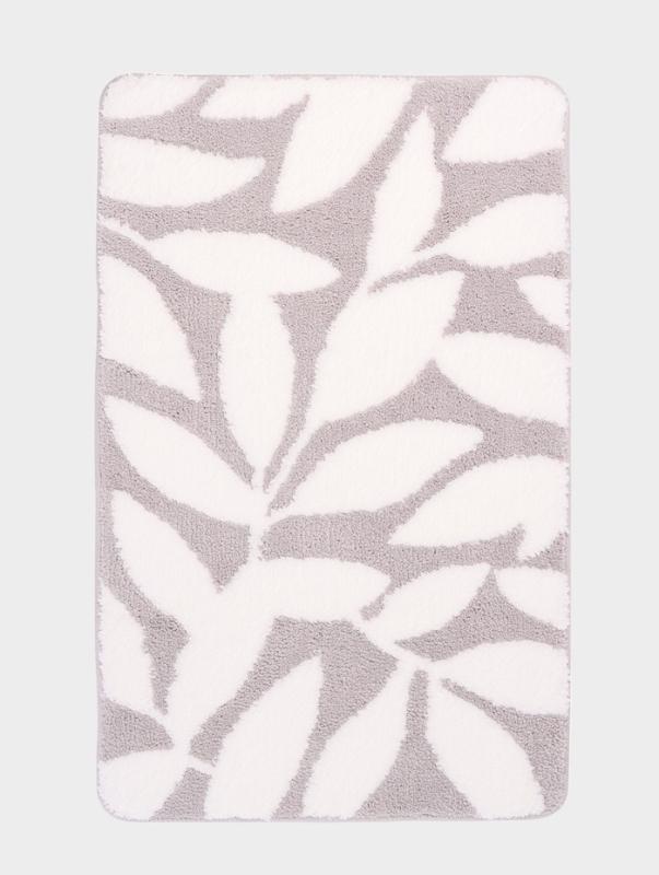 Коврик Доляна Leaves, 50&times;80 см, ворс 1.5 см, микрофибра, серый