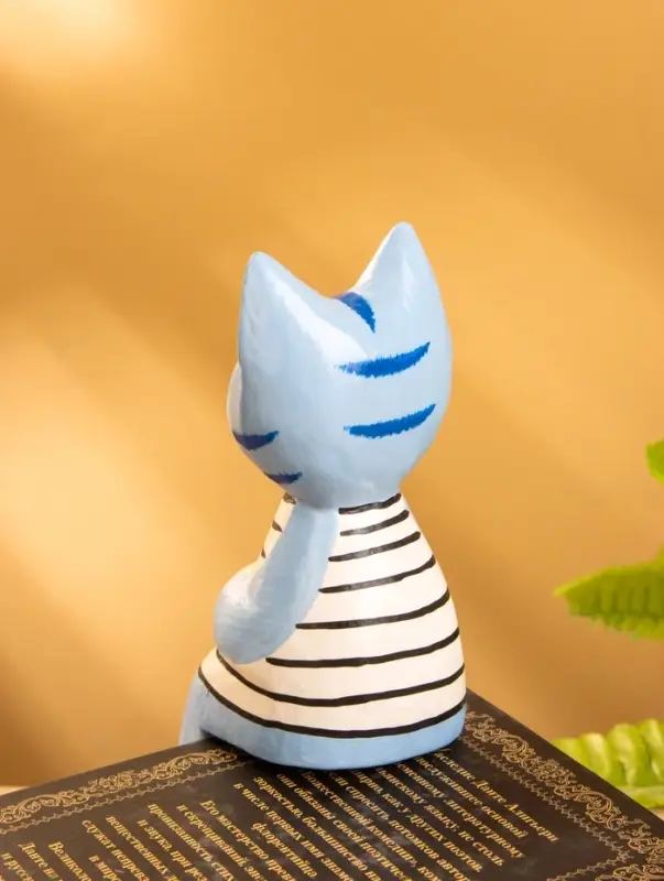 Сувенир дерево "Кот сидячий" цв. голубой, 6х6х15 см