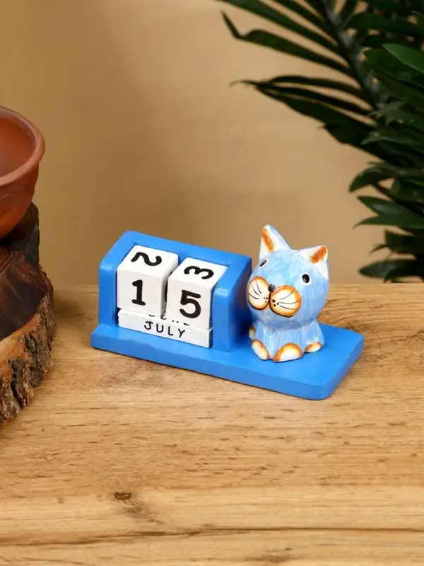 Календарь настольный &laquo;Котик&raquo;, 13&times;6&times;7 см, дерево, синий