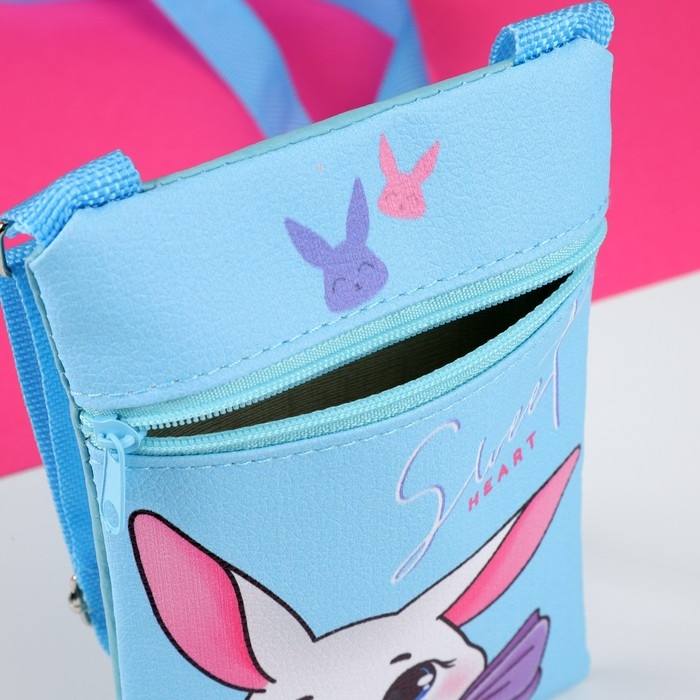 Подарочный набор для девочки &laquo;Белый зайчик&raquo;, сумка, резинки для волос, цвет голубой