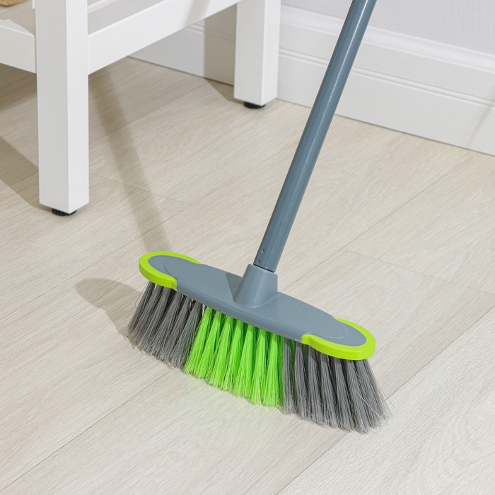 Щётка для пола с отбойниками Доляна, черенок из нержавеющей стали, 27&times;6&times;126 см, цвет серый