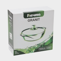 Жаровня Мечта &laquo;Гранит&raquo;, 3 л, d=26 см, h=8 см, антипригарное покрытие, стеклянная крышка, серая