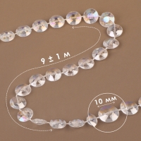 Бусы на нитях, с голографией, 10 мм, 9 &plusmn; 1 м, цвет прозрачный