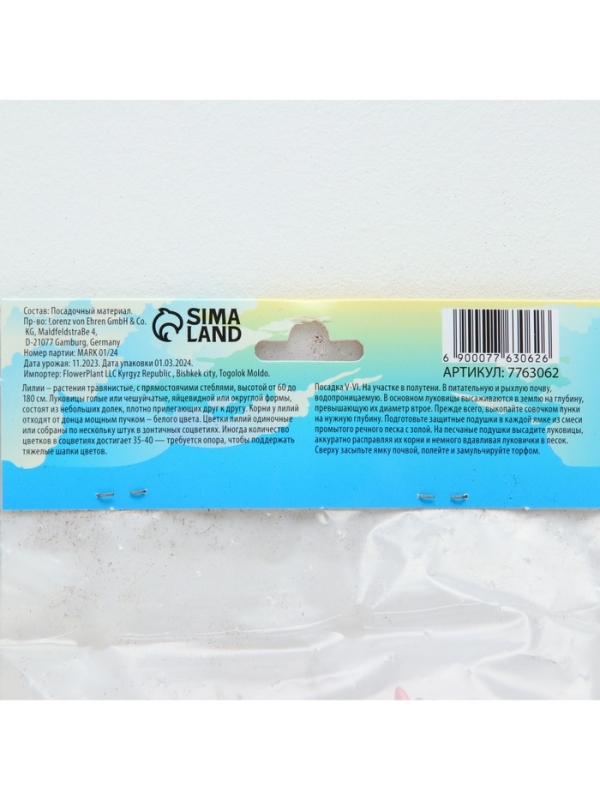 Лилия гибридная &laquo;Конка Дор&raquo;, луковица в пакете с перфорацией, р-р 14/16, 2 шт.