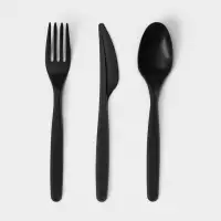 Набор пластиковых одноразовых столовых приборов &laquo;Элит&raquo;, 5 предметов: вилка, ложка, нож, зубочистка, салфетка, 18 см, чёрный