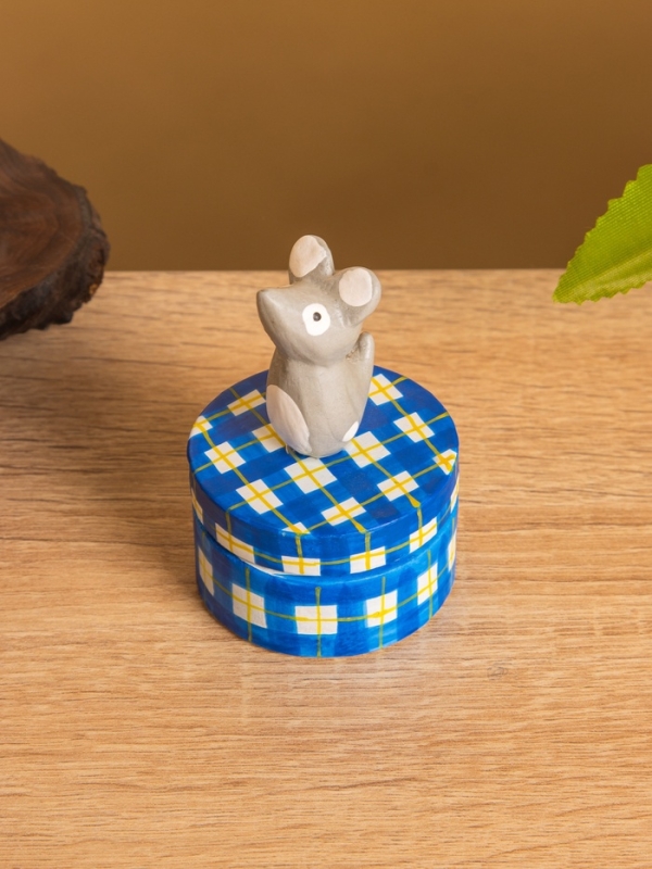 Сувенирная шкатулка &laquo;Мышка&raquo;, 5&times;5&times;7 см, дерево, синяя