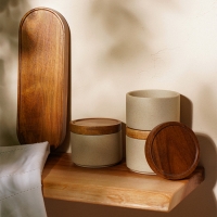 Набор банок керамических для сыпучих продуктов на подставке SL Home &laquo;Стоун форест&raquo;, 4 предмета: 3 банки 220 мл, подставка