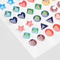 Серьги пластик «Наклейки» улыбка, фигуры, цветные Серьги пластик «Наклейки» улыбка, фигуры, цветные