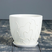 Горшок для цветов &laquo;Кураж овал №3&raquo;, керамический, с поддоном, 1.5 л, белый