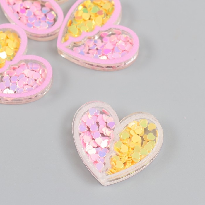 Шейкер для творчества акрил "Сердечко" с глиттером 0,5х3,1х2,8 см набор 5 шт