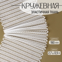 Кружевная эластичная ткань, 190 мм &times; 2,7 &plusmn; 0,5 м, цвет белый