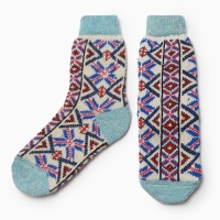 Носки женские новогодние шерстяные "Орнамент-мороз", цвет белый, размер 23 Носки женские новогодние шерстяные "Орнамент-мороз", цвет белый, размер 23