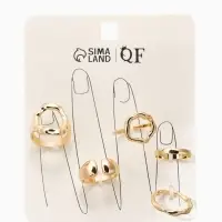 Набор колец 5 шт "Новый стиль" мятый, размер МИКС, цвет золото