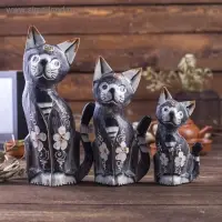 Сувенирный набор дерево "Кошки коричневые" (15,20,25) 15х8х25 см