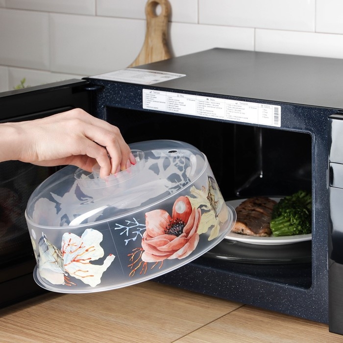 Крышка для СВЧ &laquo;Деко. Маки&raquo;, d=24.5 см