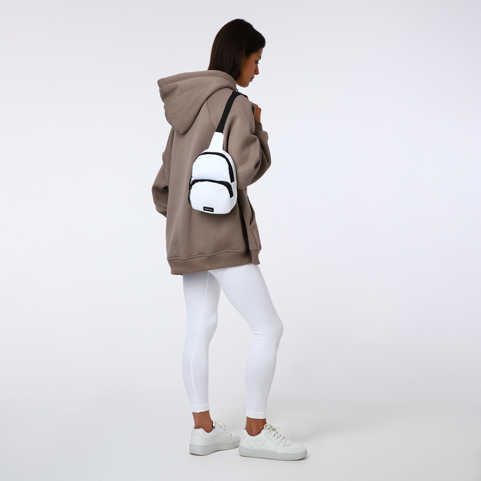 Сумка-слинг на молнии TEXTURA, наружный карман, цвет белый Сумка-слинг на молнии TEXTURA, наружный карман, цвет белый