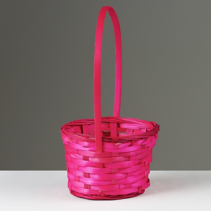 Корзина плетеная, D17 х 9 х 30 см, розовая, бамбук Корзина плетеная, D17 х 9 х 30 см, розовая, бамбук