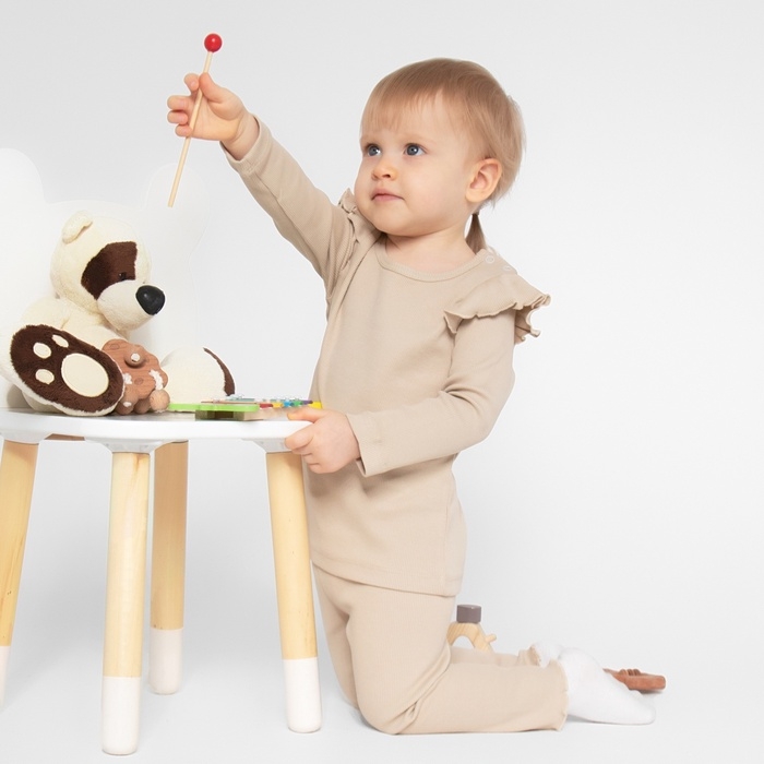 Комплект (лонгслив и брюки) для девочки MINAKU, цвет бежевый, рост 62-68 см Комплект (лонгслив и брюки) для девочки MINAKU, цвет бежевый, рост 62-68 см