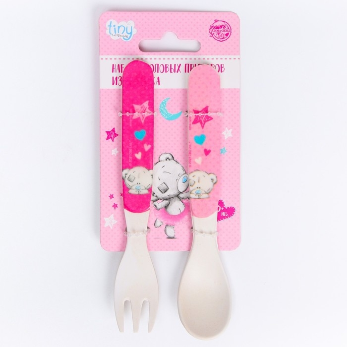 Набор детских столовых приборов из бамбука: вилка и ложка Me To You розовый