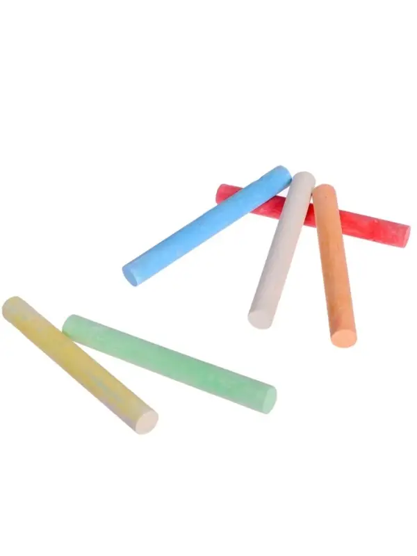 Мел школьный, цветной, набор 12 штук, круглый, в картонной коробке