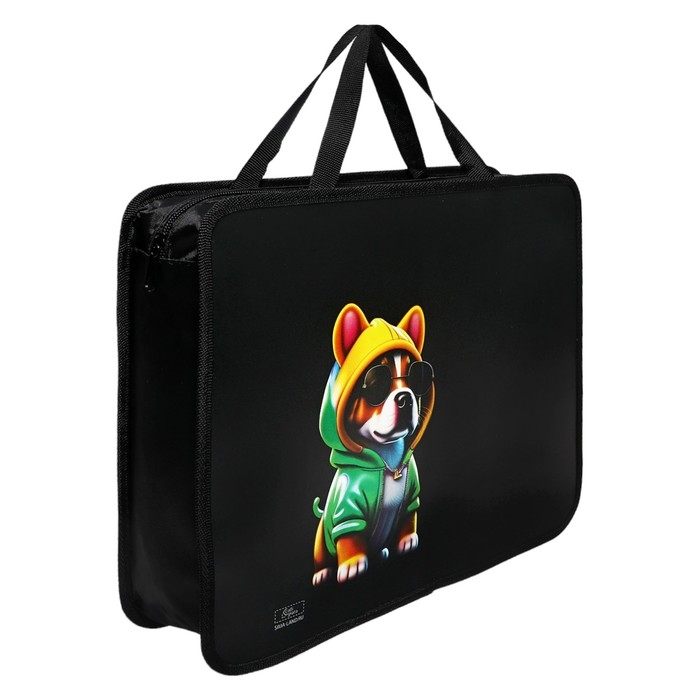 Папка с ручками А4, 330 х 260 х 75 мм, пластиковая, ручки-тесьма, Calligrata "Бульдог"